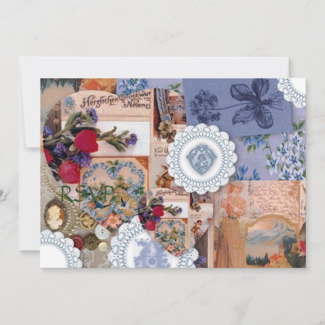 Invitation Réponse RSVP de réception de mariage victorien (Devant)