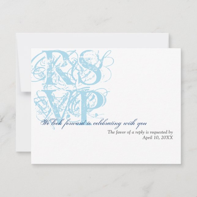 Invitation Réponse RSVP d'enclosure de mariage grunge bleu ma (Devant)