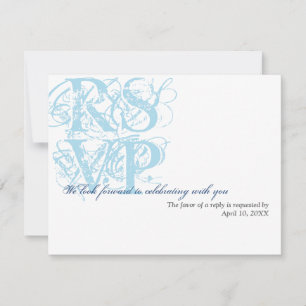 Invitation Réponse RSVP d'enclosure de mariage grunge bleu ma