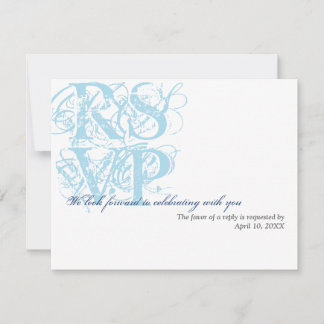 Invitation Réponse RSVP d'enclosure de mariage grunge bleu ma