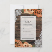 Réponse RSVP Dentelle de Bois Rustique Roses Épice