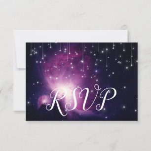 Invitation Réponse RSVP Étoiles Célestes Galaxie Violette