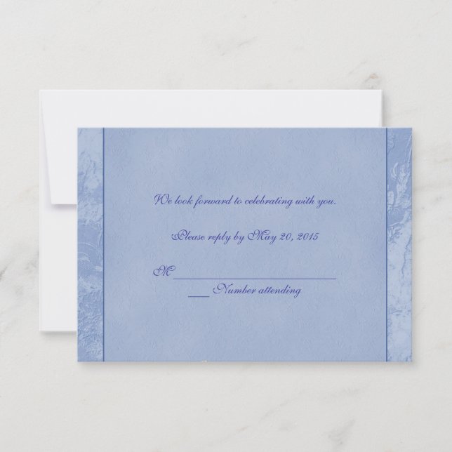 Invitation Réponse RSVP florale bleue en relief (Devant)