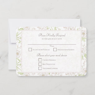 Invitation Réponse RSVP Mariage Classique Rose Blanche