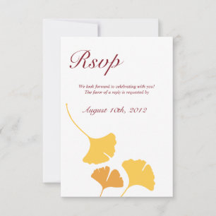 Invitation Réponse RSVP mariage feuilles de ginkgo marron