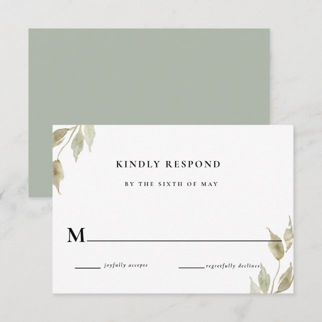 Invitation Réponse RSVP Mariage Floral Rose Classique (Devant / Derrière)