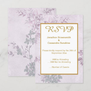 INVITATION REPONSE RSVP MARIAGE VINTAGE LILAS VIOLET FLORAL