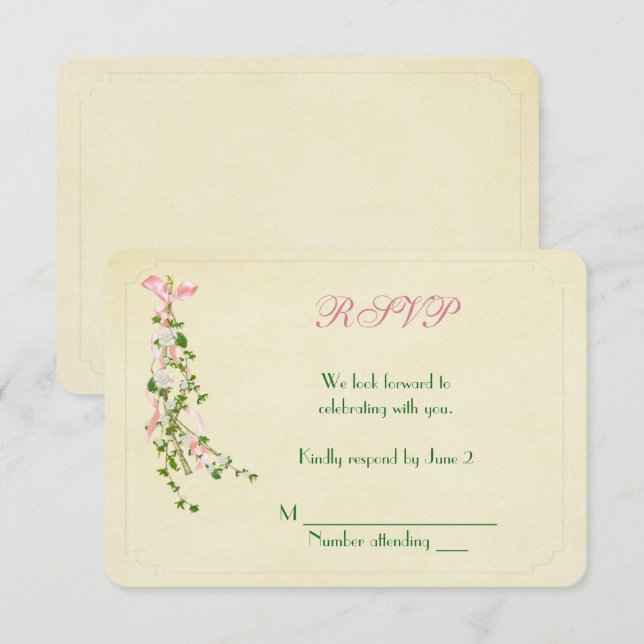 Invitation Réponse RSVP pour brindille florale de mariage (Devant / Derrière)