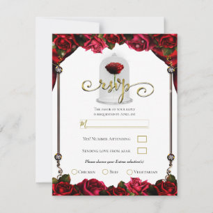 Invitation Réponse RSVP pour la soirée Magique Rose Rouge Or