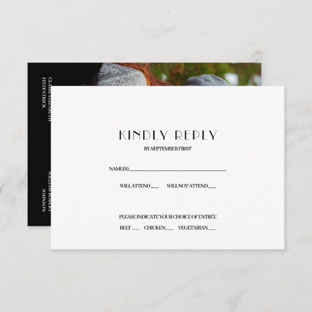 Invitation Réponse RSVP pour l'affiche de film de mariage à H (Devant / Derrière)