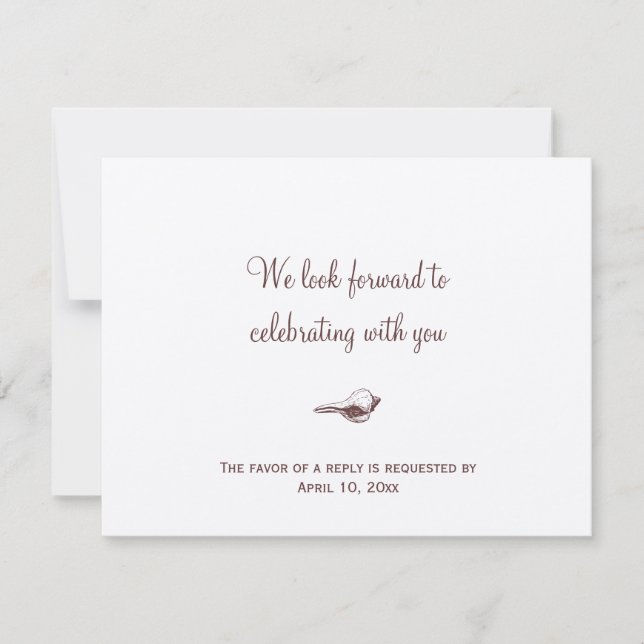 Invitation Réponse RSVP pour l'enceinte de mariage coquille d (Devant)