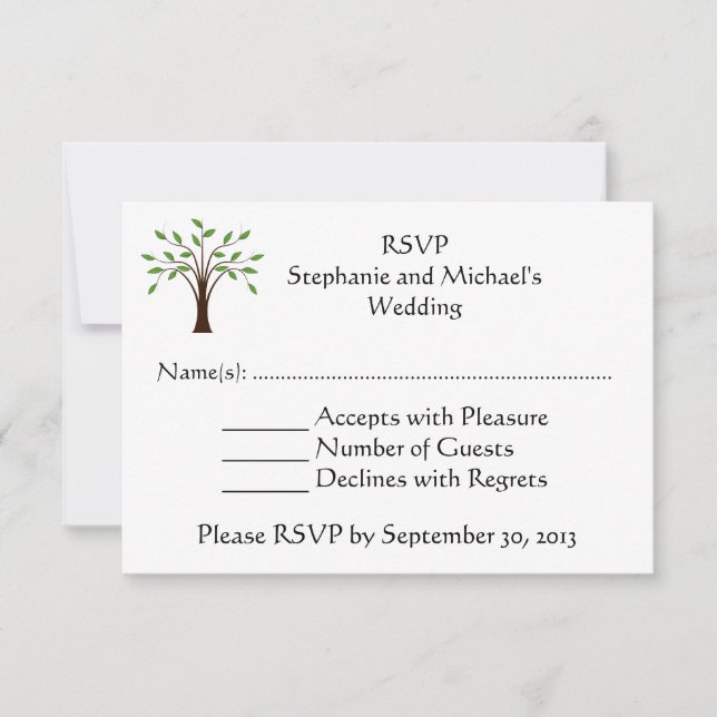 Invitation Réponse RSVP pour un mariage champêtre moderne ave (Devant)