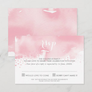Invitation Réponse RSVP stylish aquarelle rose pâle
