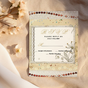 Invitation Réponse shabby vintage pastel floral en dentelle
