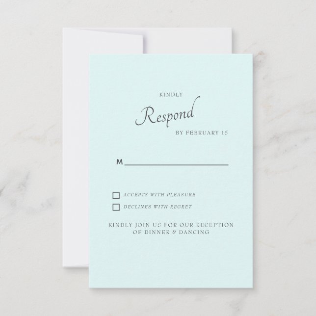 Invitation Réponse simple mariage Seafoam (Devant)