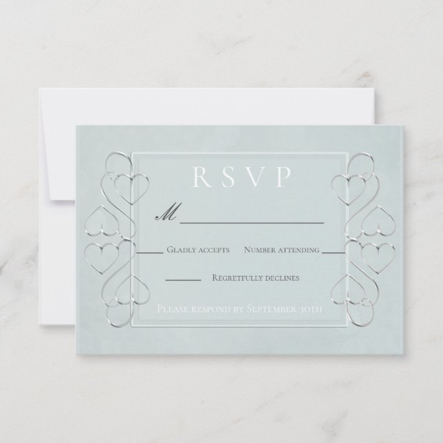 Invitation Réponses pour le Menu de Mariage Bleu Clair Élégan (Devant)