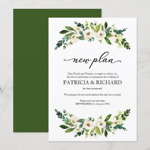 Invitation Report de mariage nouvelle formule florale de verd