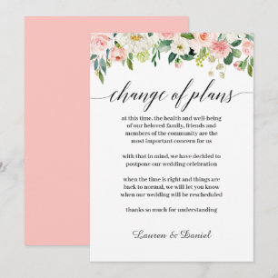 Invitation Report du mariage au blush moderne Changement de p