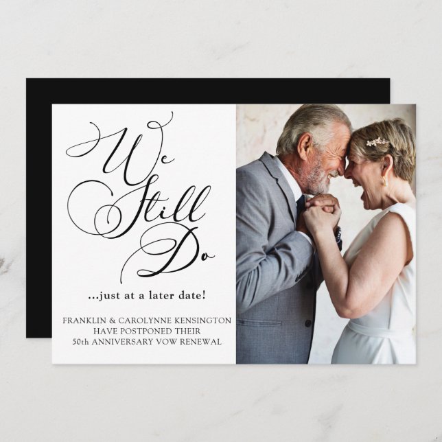 Invitation Report élégant de renouvellement de vœux d'anniver (Devant / Derrière)