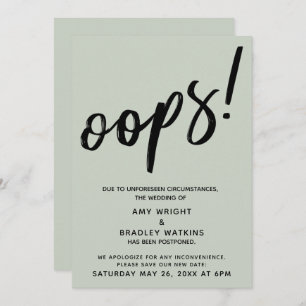 Invitation Reporté Mariage humoristique "Oups !"Faire-part