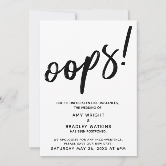 Invitation Reporte Mariage Humoristique Oups Faire Part Zazzle Fr