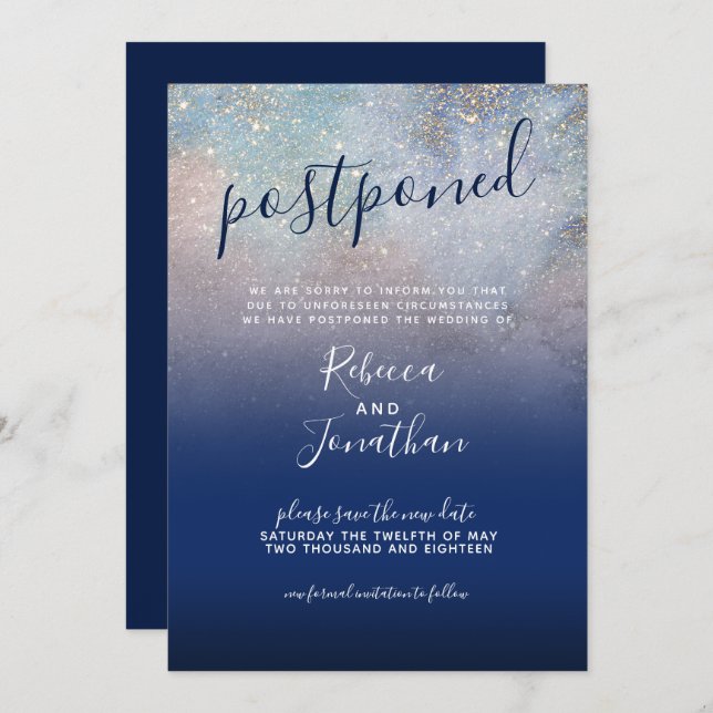 Invitation Reportée écrite par le Mariage Galaxy de la marine (Devant / Derrière)