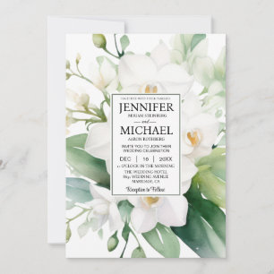 Invitation REPORTEZ-VOUS AU Mariage D'Orchidées blanches tout