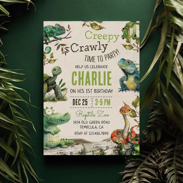 Invitation Reptile Kids 1er anniversaire (Créateur téléchargé)