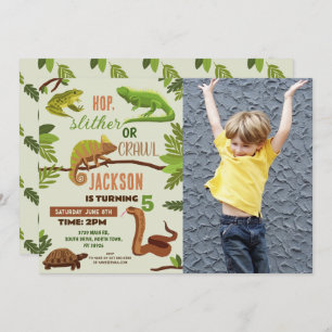 Invitation Reptiles Serpent fête d'anniversaire Lizard Frogs