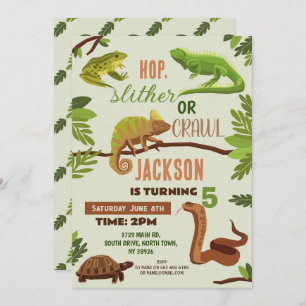Invitation Reptiles Serpent fête d'anniversaire Lizard Frogs