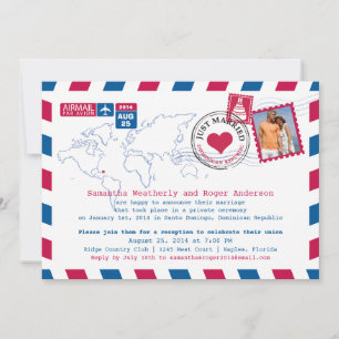 Invitation République Dominicaine Courrier aérien Réception d