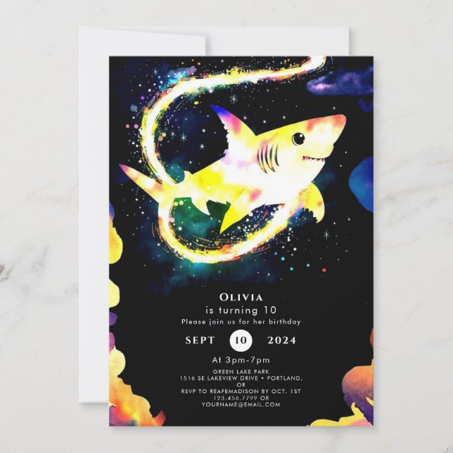 Invitation Requin blanc modifiable Anniversaire (Devant)