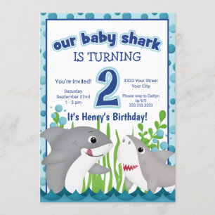 Invitation Requin Coloré Océan Plage 2ème Anniversaire