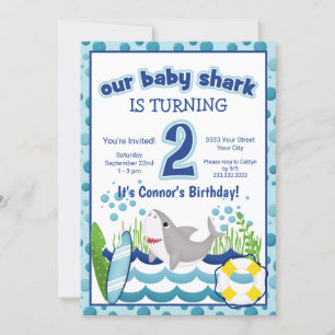 Invitation Requin de plage océanique coloré 2e anniversaire