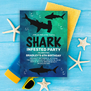 Invitation Requin infesté n'importe quel âge fête d'anniversa
