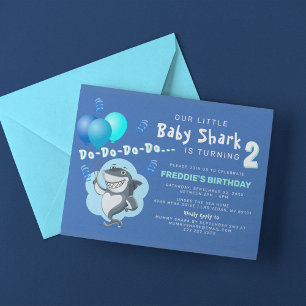 Invitation Requin mignon Anniversaire Ballons Bleus