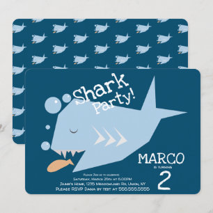 Invitation Requin mignon géométrique Poisson Anniversaire de
