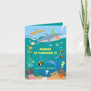 Invitation Requin souriant sous la fête d'anniversaire du gar