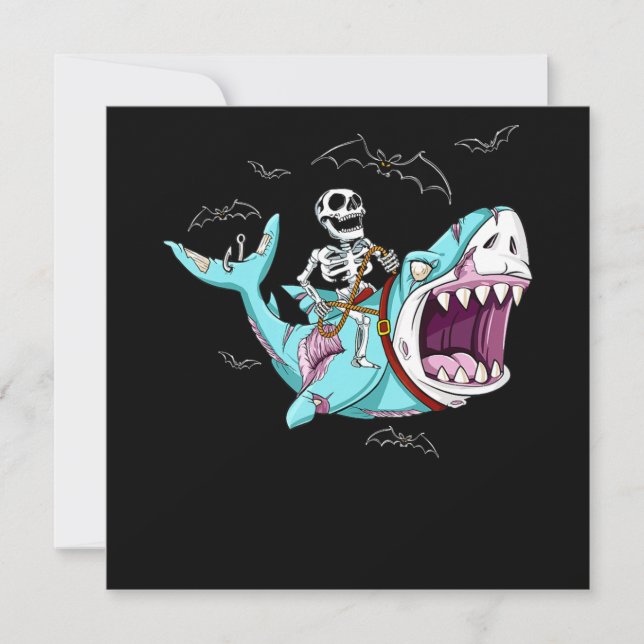 Invitation Requin Zombie Chevalier Squelette Cadeau Drôle d'H (Devant)