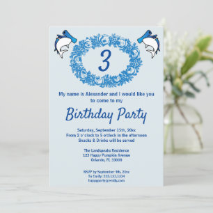 Invitation Requins bleus et couronne Rose pour anniversaire