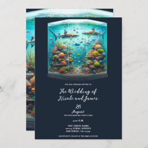 Invitation Requins et poissons Aquatic Aquarium Mariage
