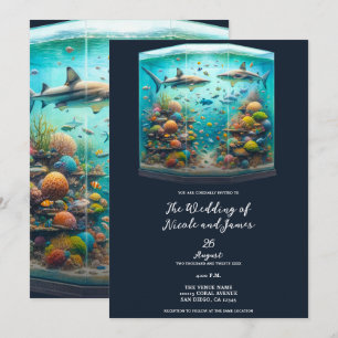 Invitation Requins & Poissons Aquarelle aquatique Mariage Aqu