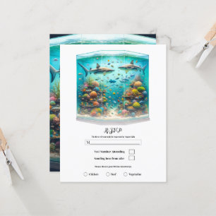 Invitation Requins & Poissons Aquarelle Aquatique RSVP