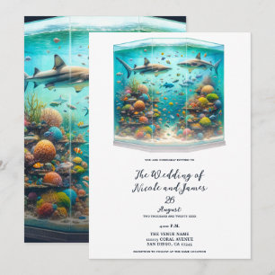 Invitation Requins & Poissons Aquatique Aquarelle Mariage Aqu