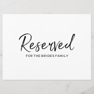 Invitation "Réservé" pour Panneau de Famille Lettre Élégant