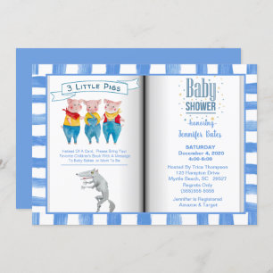 Invitation Réserver Thème Trois Petits Cochons Baby shower bl