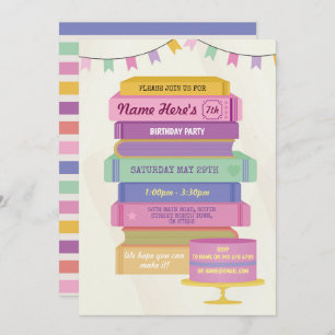 Invitation Réservez la bibliothèque d'anniversaire Lire le gâ