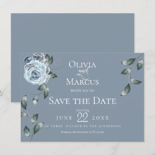 Invitation RÉSERVEZ LA DATE   Aquarelle bleu bleu foncé