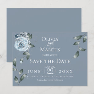 Invitation RÉSERVEZ LA DATE   Aquarelle bleu bleu foncé