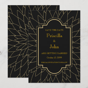 Invitation Réservez la date, grand gatsby, dahlia géométrique